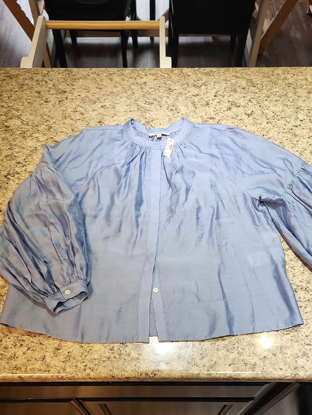 Madewell Light Blue Gathered Button-Front Top